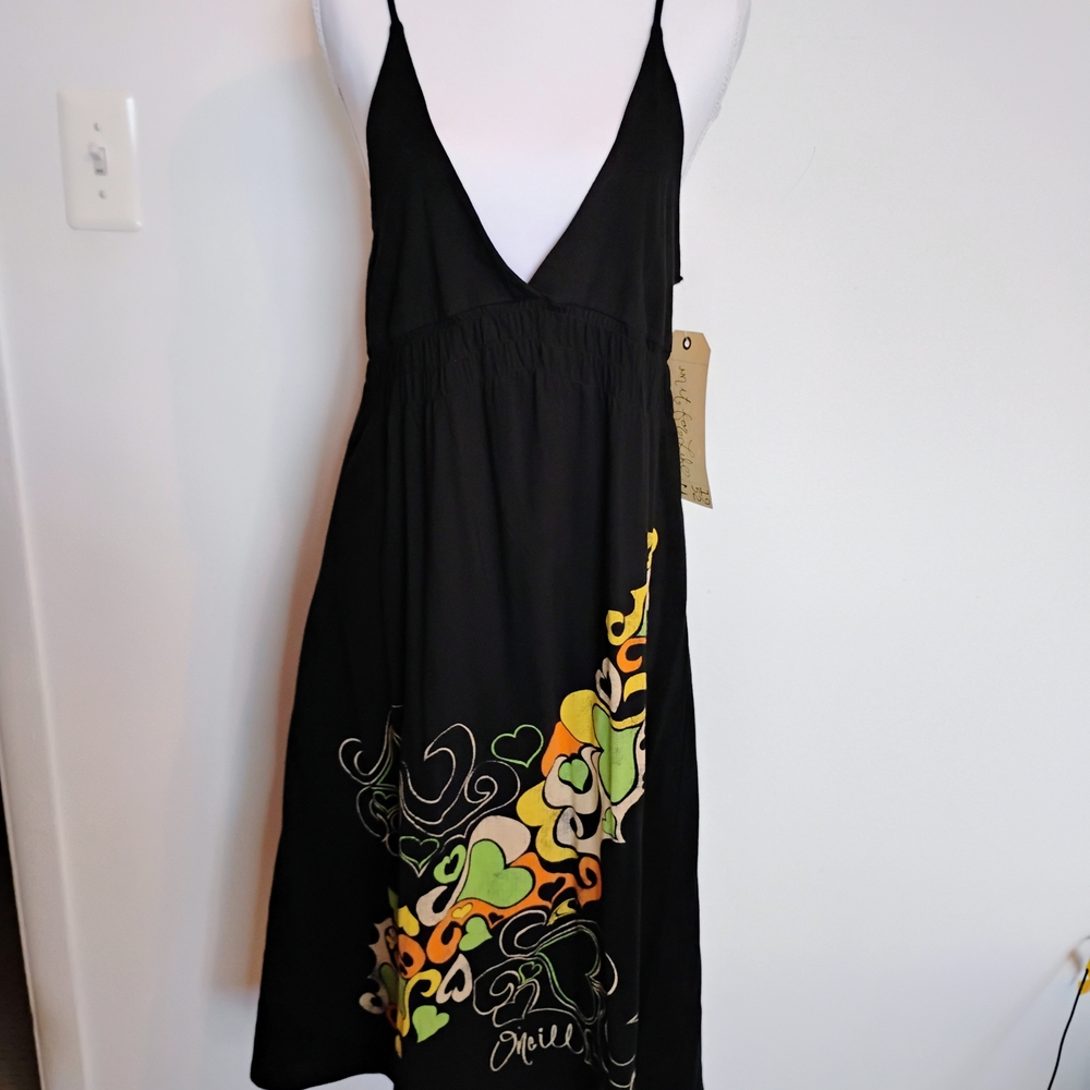 O'Neill Beach Vacation Black Floral  Cover Up Women's Dress XL